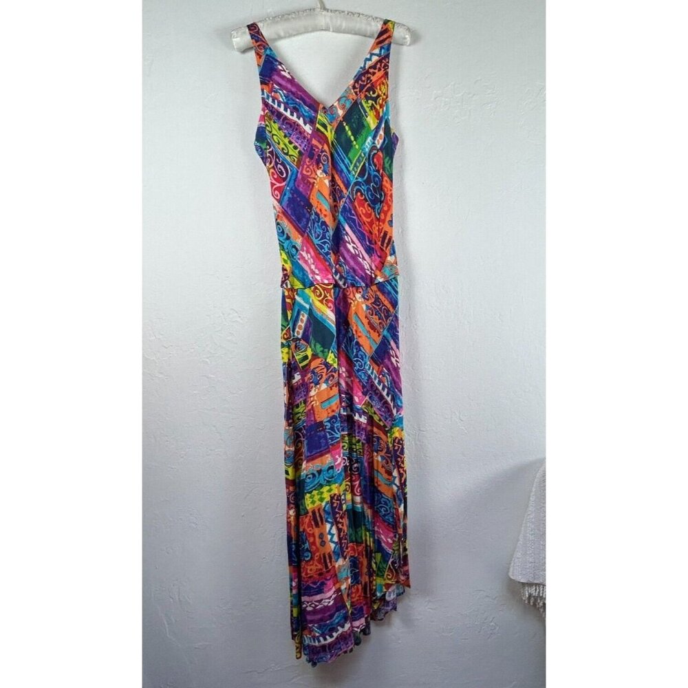 Vintage Jams World W331-Harm Harmony Maxi Tank Dress Small Multicolor Sleeveless